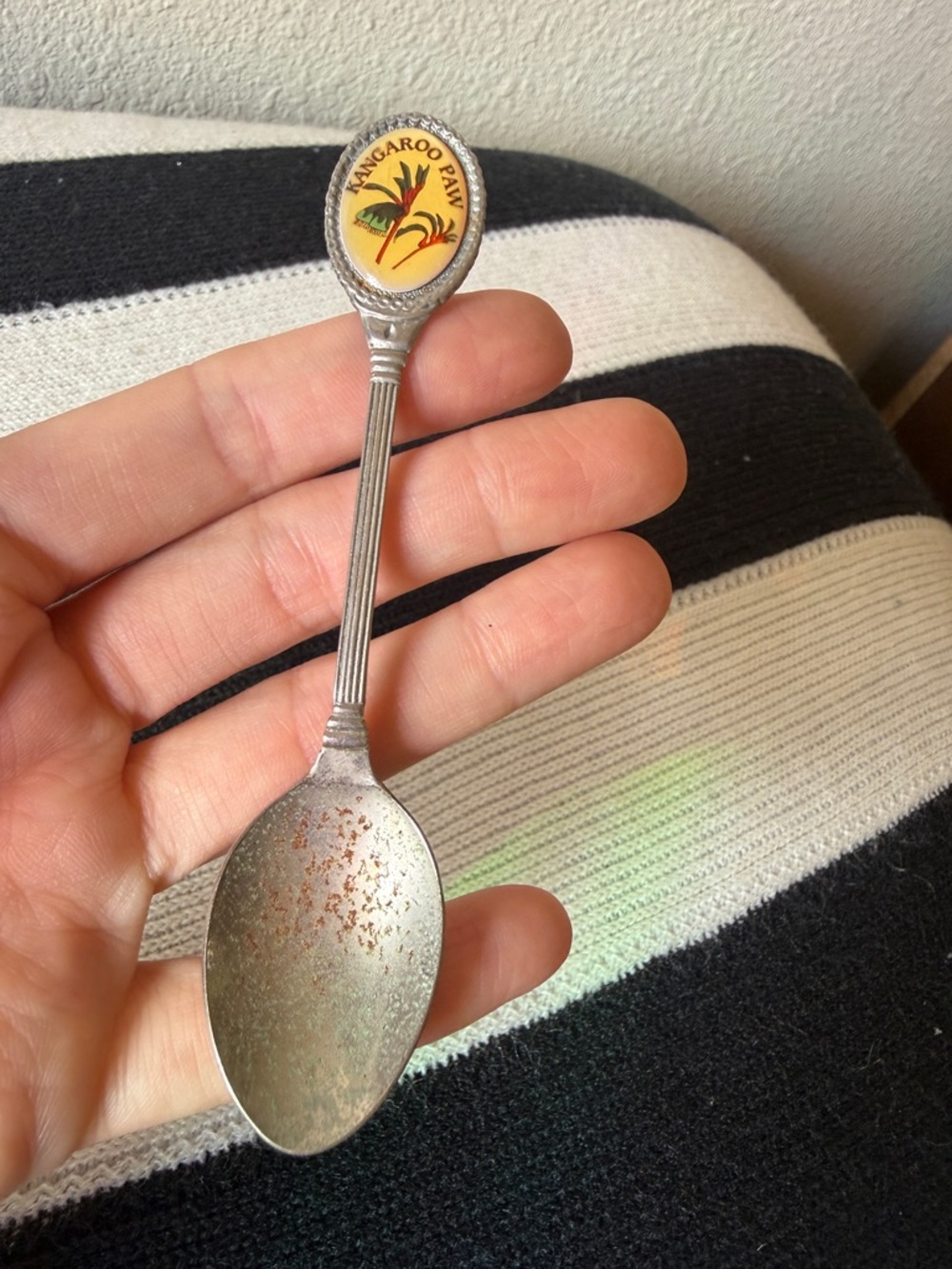 Kangaroo Paw Decorative Souvenir Spoon - Yellow Enamel Emblem